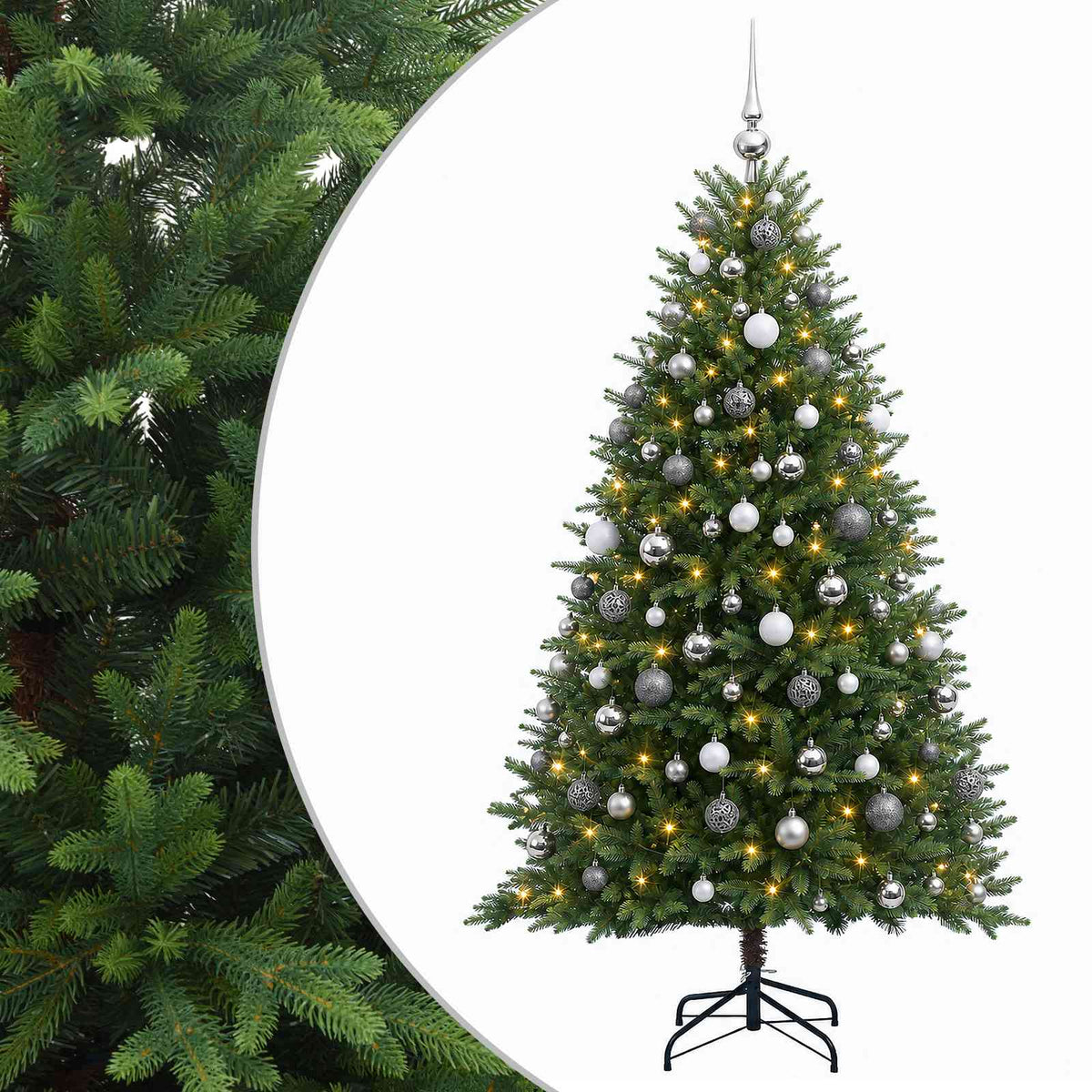vidaXL Artificial Christmas Tree with Bauble 240 cm 300 LEDs 2