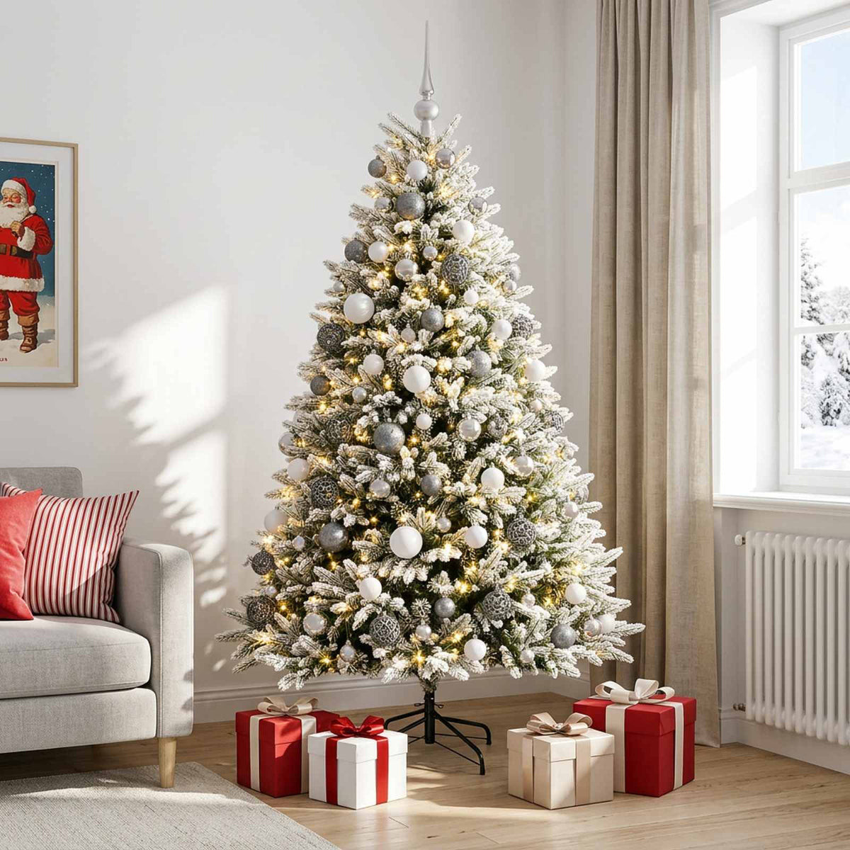 vidaXL Artificial Christmas Tree with Bauble 210 cm 300 LEDs 3