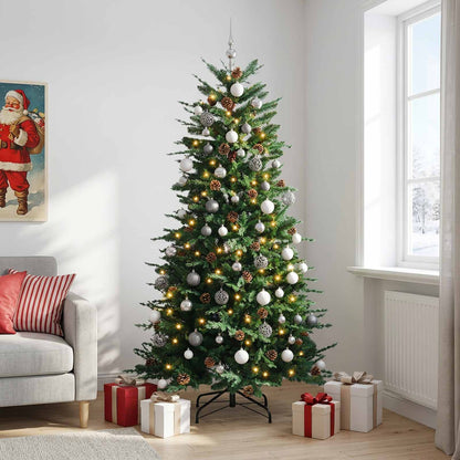 vidaXL Artificial Hinged Christmas Tree 240 cm 300 LEDs Warm White 3