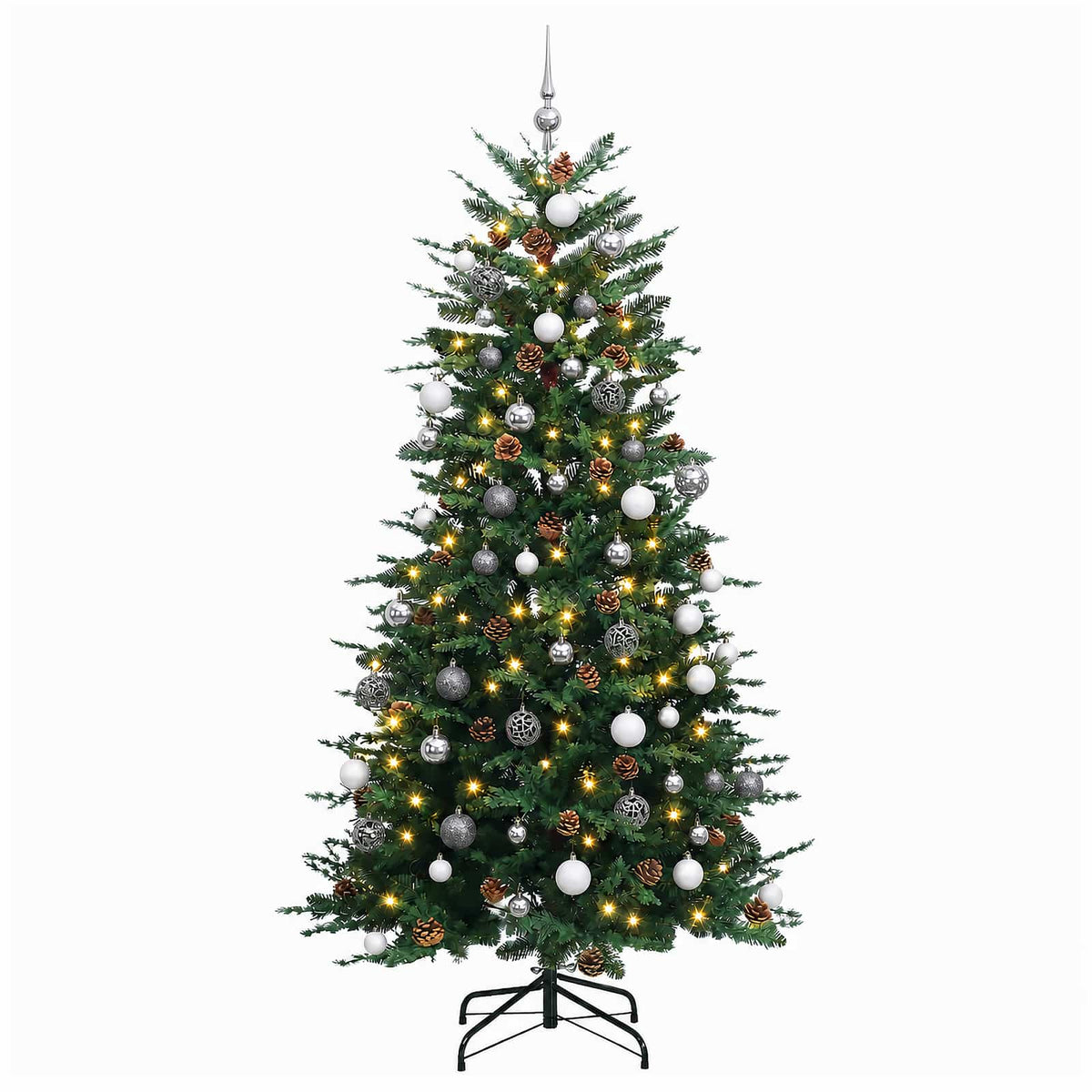 vidaXL Artificial Hinged Christmas Tree 240 cm 300 LEDs Warm White 4