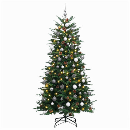 vidaXL Artificial Hinged Christmas Tree 240 cm 300 LEDs Warm White 4