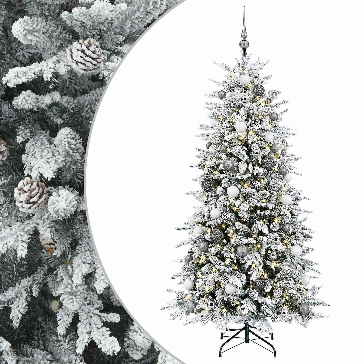 vidaXL Artificial Hinged Christmas Tree 180 cm 300 LEDs Warm White 2