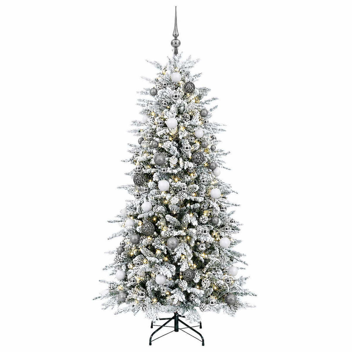 vidaXL Artificial Hinged Christmas Tree 180 cm 300 LEDs Warm White 4