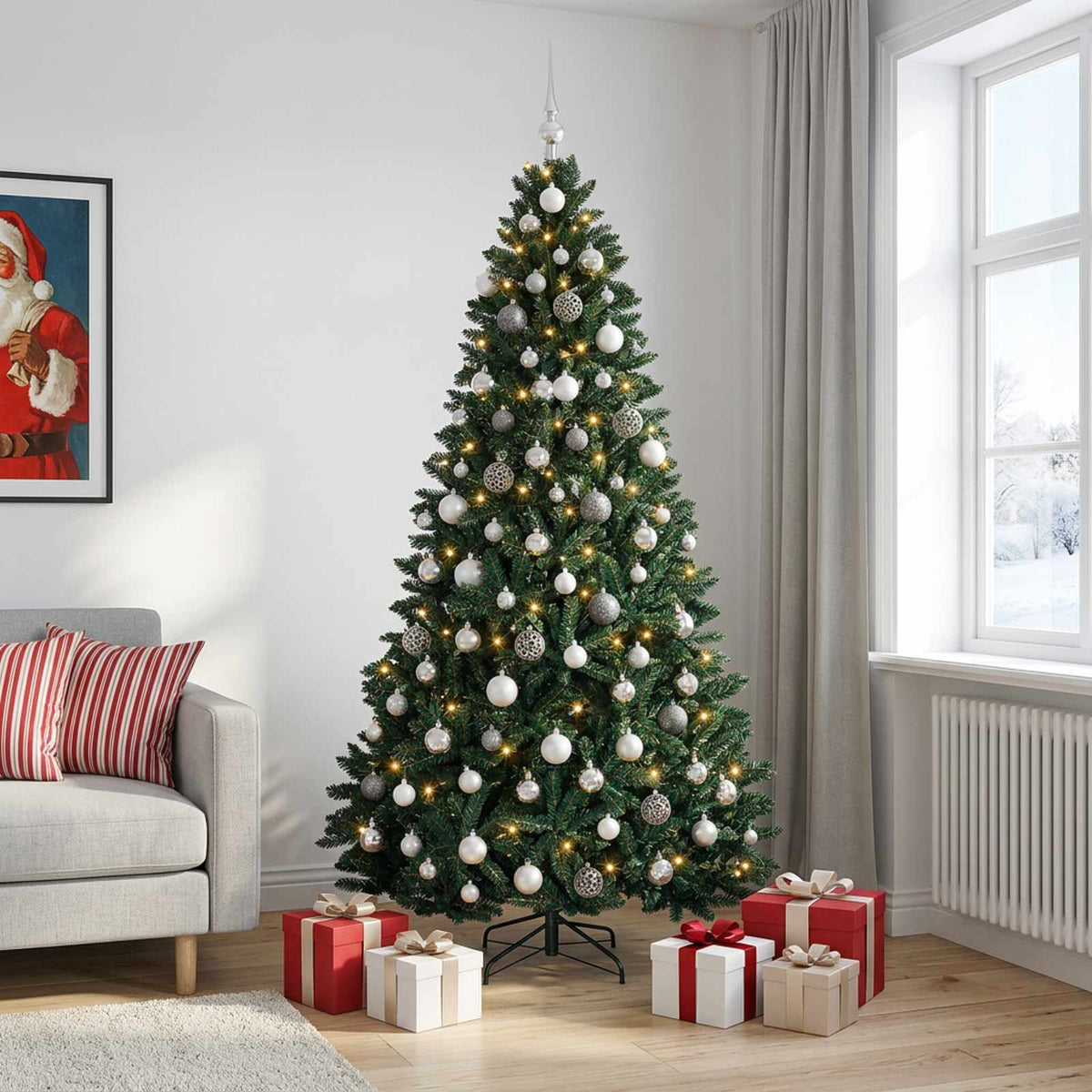 vidaXL Artificial Christmas Tree Dark Green with Bauble 270 cm 3