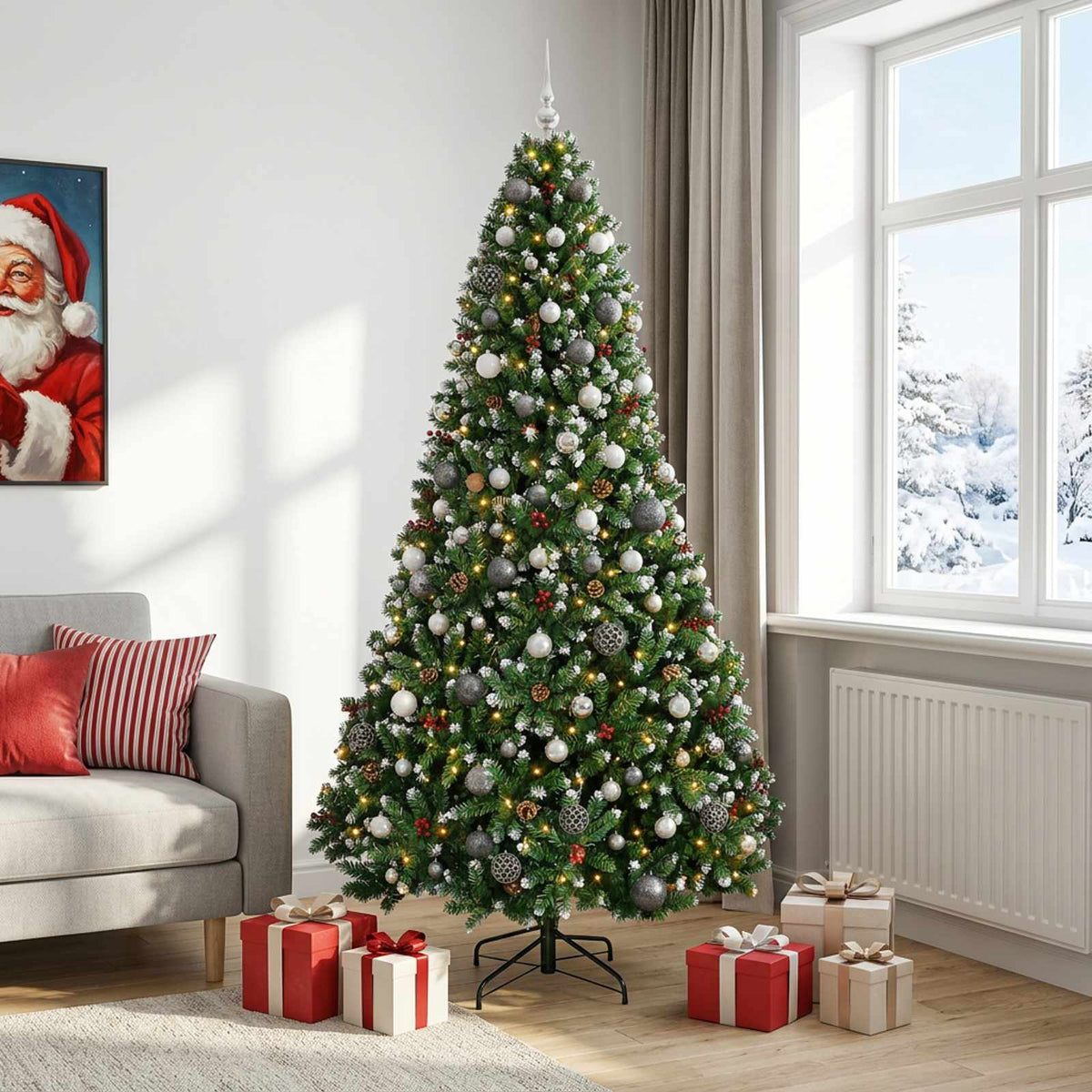 vidaXL Artificial Christmas Tree with Bauble 210 cm 300 LEDs 3