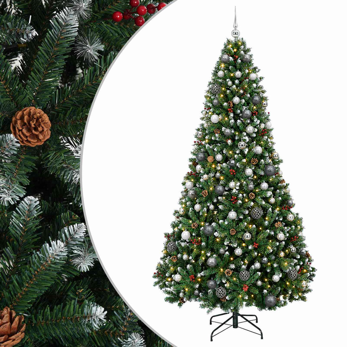 vidaXL Artificial Christmas Tree with Bauble 240 cm 300 LEDs 2