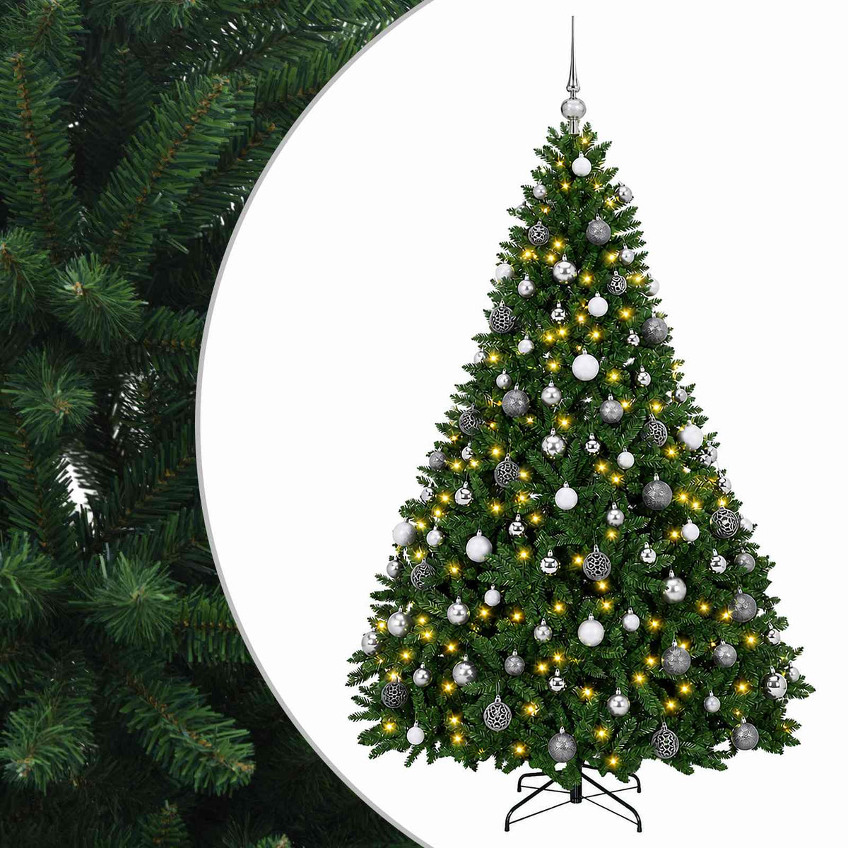 vidaXL Artificial Christmas Tree Mid-green with Bauble 180 cm 300 LEDs 2