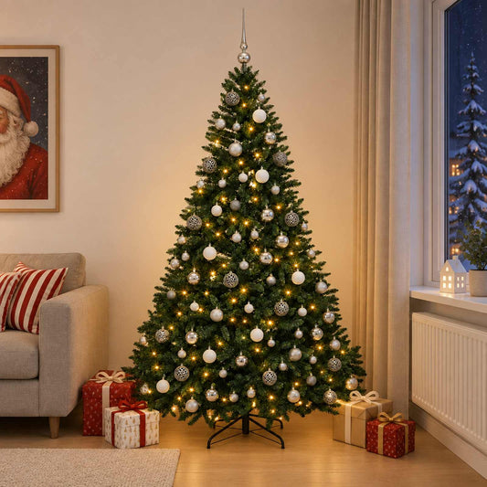 vidaXL Artificial Christmas Tree Dark Green with Bauble 300 cm 1
