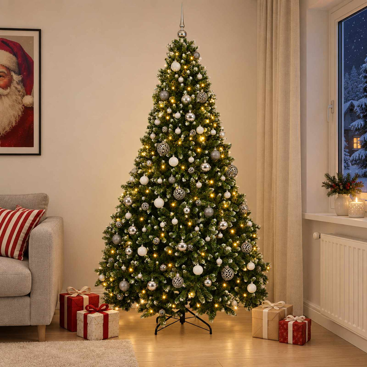 vidaXL Artificial Christmas Tree with Bauble 210 cm 300 LEDs 1