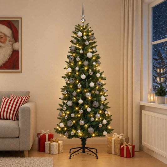 vidaXL Artificial Christmas Tree with Bauble 210 cm 300 LEDs 1