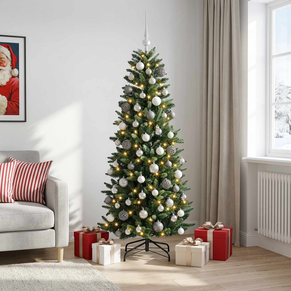 vidaXL Artificial Christmas Tree with Bauble 180 cm 300 LEDs 3