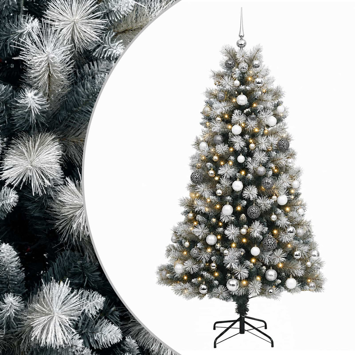 vidaXL Artificial Hinged Christmas Tree with Baubles 210 cm 300 LEDs 2