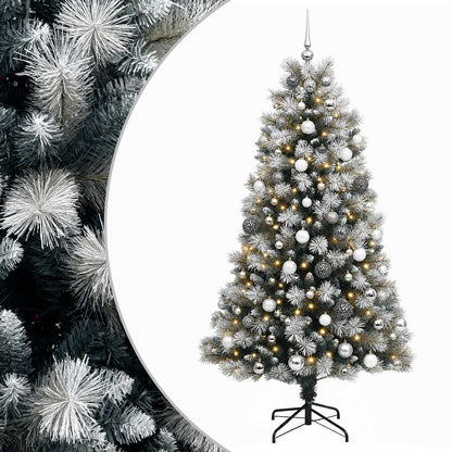 vidaXL Artificial Hinged Christmas Tree with Baubles 210 cm 300 LEDs 2