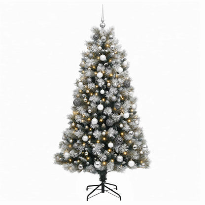 vidaXL Artificial Hinged Christmas Tree with Baubles 240 cm 300 LEDs 4