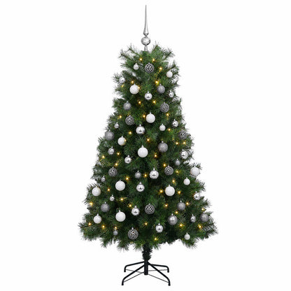 vidaXL Artificial Hinged Christmas Tree with Baubles 210 cm 300 LEDs 4