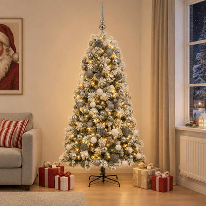 vidaXL Artificial Hinged Christmas Tree with Baubles 240 cm 300 LEDs 3