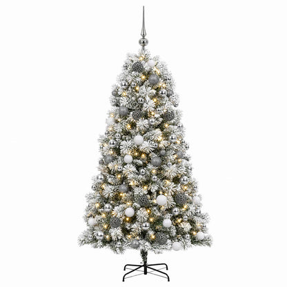 vidaXL Artificial Hinged Christmas Tree with Baubles 210 cm 300 LEDs 4