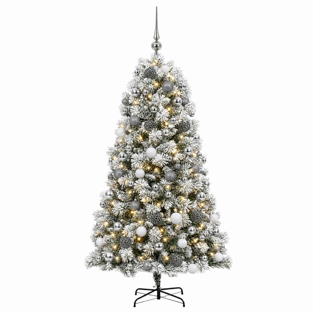 vidaXL Artificial Hinged Christmas Tree with Baubles 240 cm 300 LEDs 4