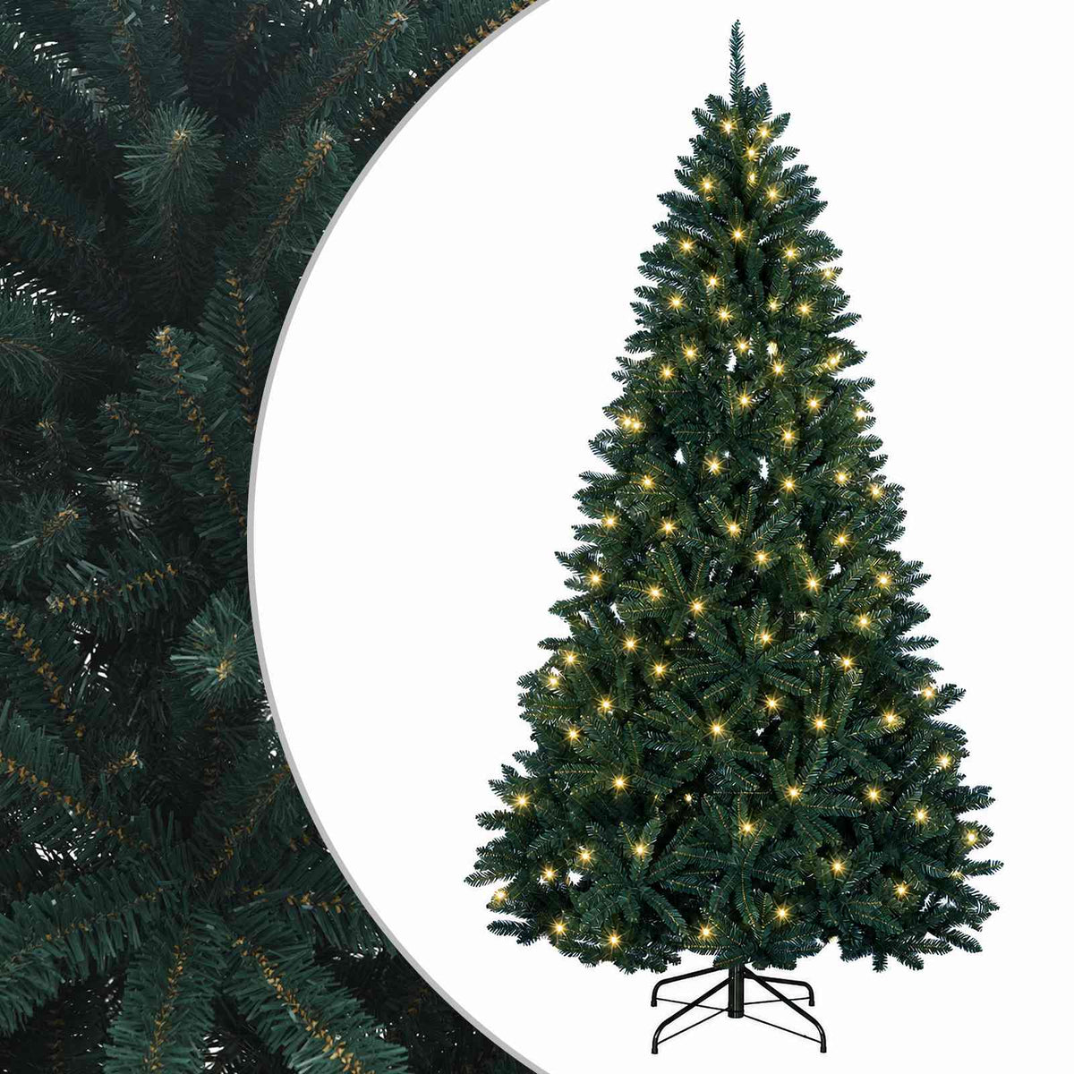 Artificial Christmas Tree with Bauble 270 cm Dark green Ø 128 x 270 cm with 300 LEDs