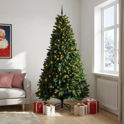 vidaXL Artificial Christmas Tree Mid-green with Bauble 270 cm 600 LEDs 3