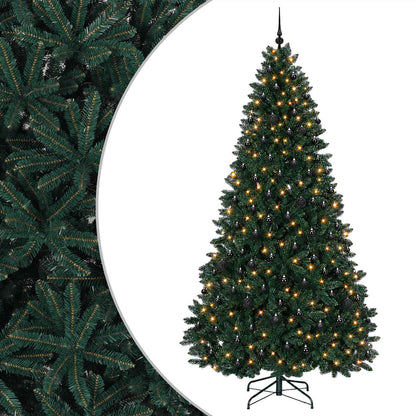 Artificial Christmas Tree with Bauble 270 cm Dark green Ø 128 x 270 cm with 300 LEDs&black balls