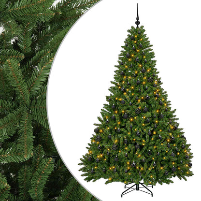 Artificial Christmas Tree with Bauble 120 cm Light green Ø 166 x 270 cm with 300 LEDs&black balls