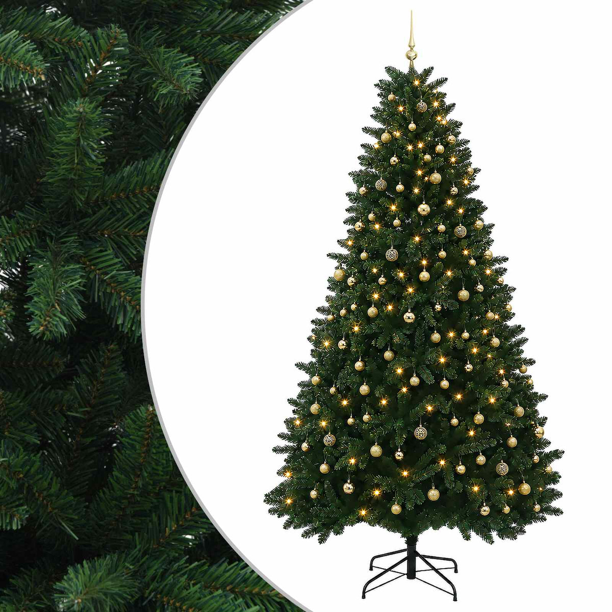 vidaXL Artificial Christmas Tree Mid-green with Bauble 270 cm 600 LEDs 2
