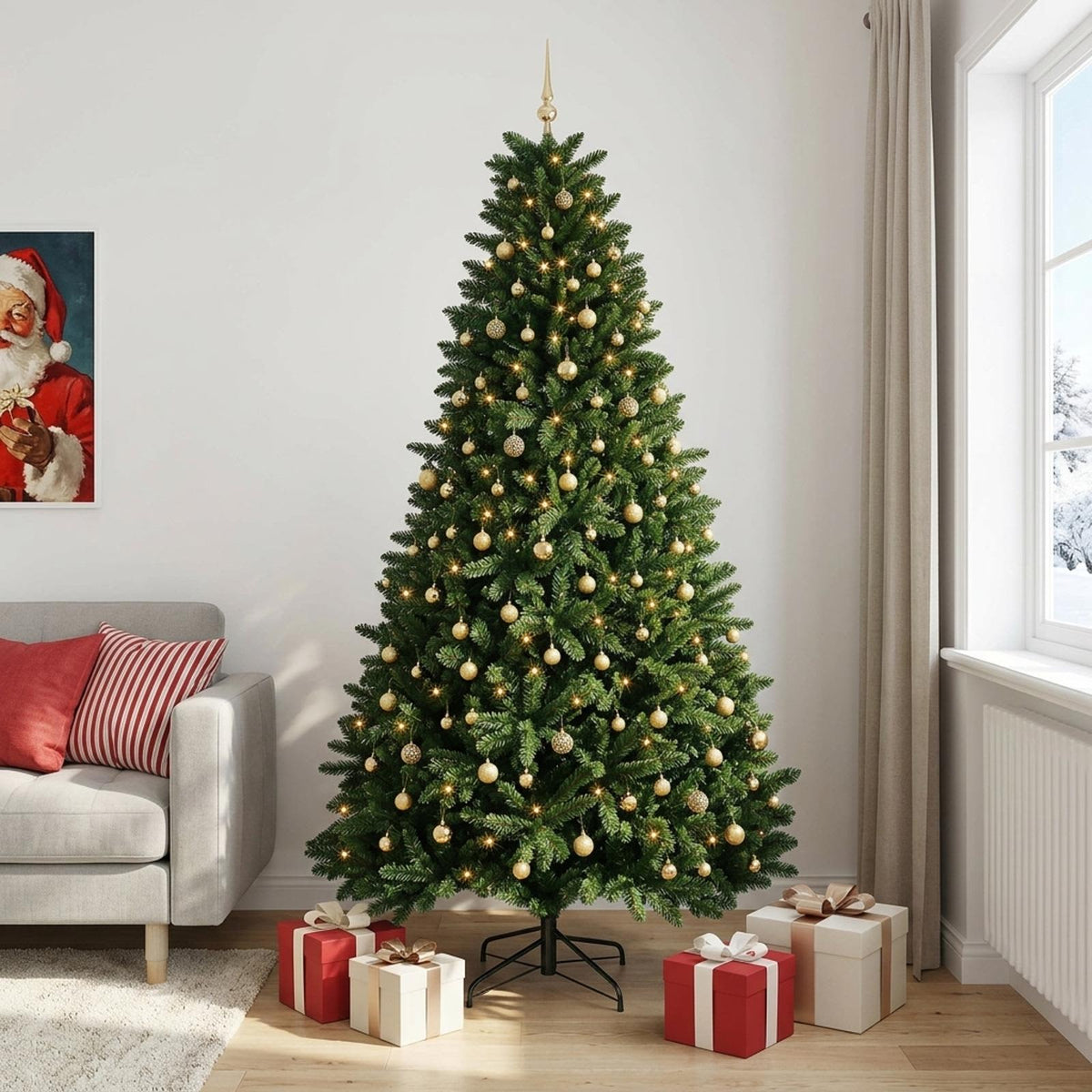 vidaXL Artificial Christmas Tree Mid-green with Bauble 270 cm 600 LEDs 3