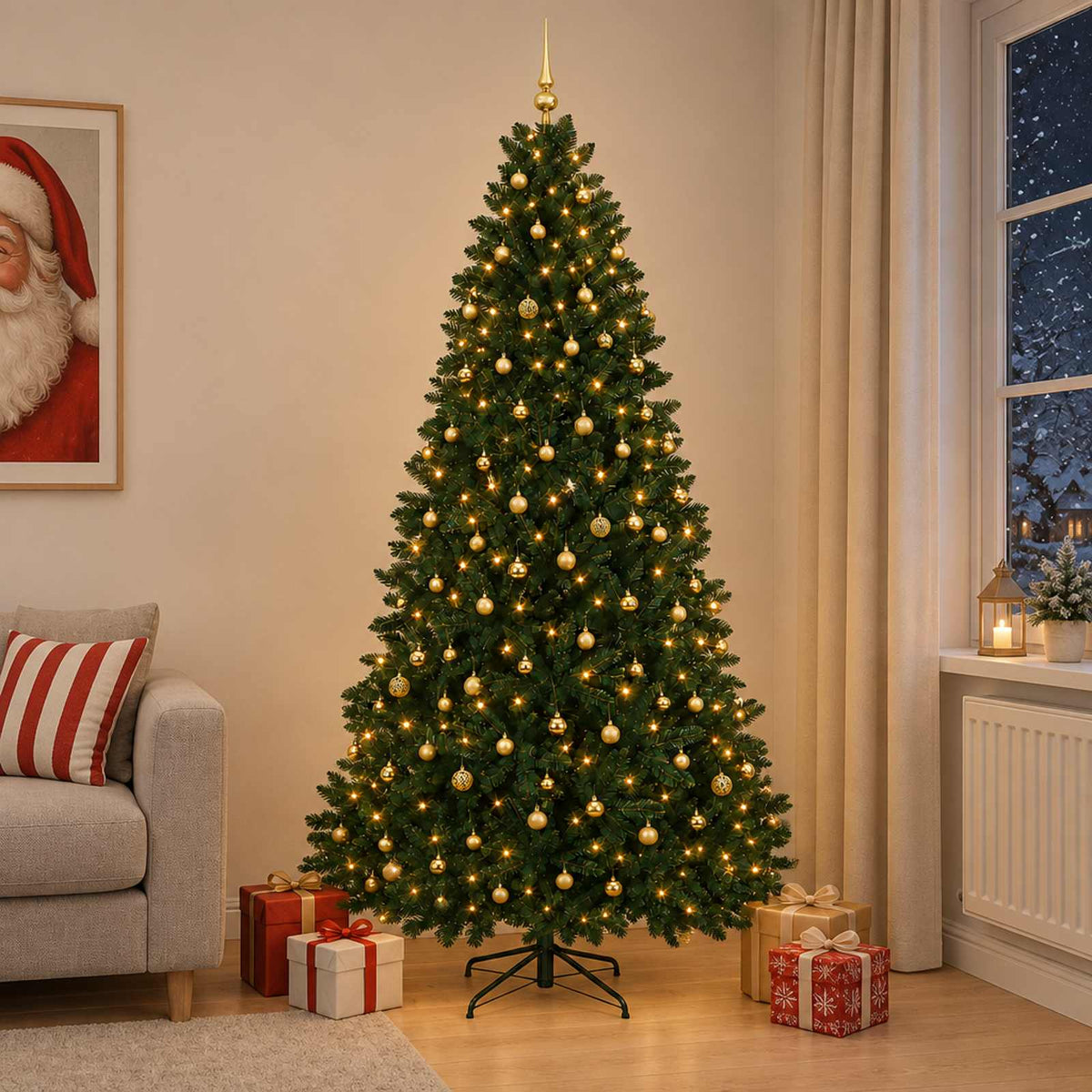 vidaXL Artificial Christmas Tree Dark Green with Bauble 300 cm 1