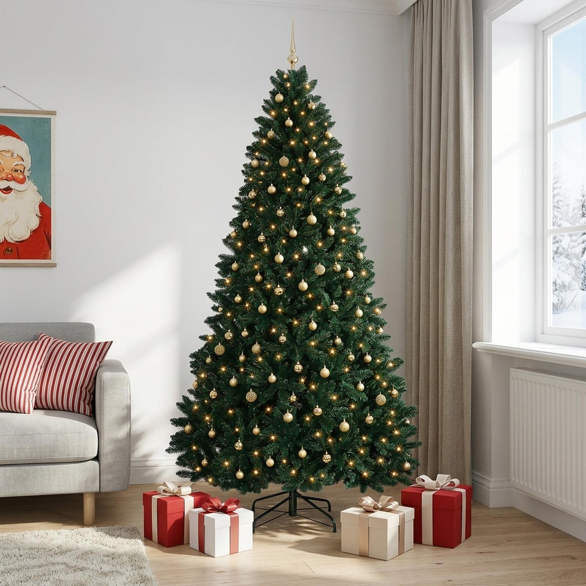 vidaXL Artificial Christmas Tree Dark Green with Bauble 270 cm 3