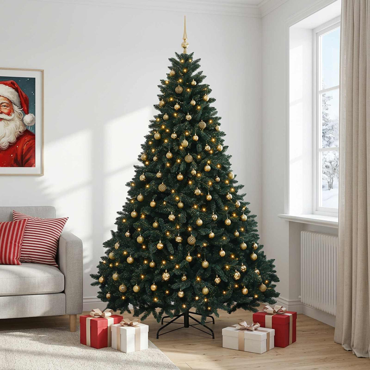 vidaXL Artificial Christmas Tree Dark Green with Bauble 300 cm 3