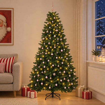 vidaXL Artificial Christmas Tree Mid-green with Bauble 300 cm 600 LEDs Medium Green Ø 138 x 300 cm