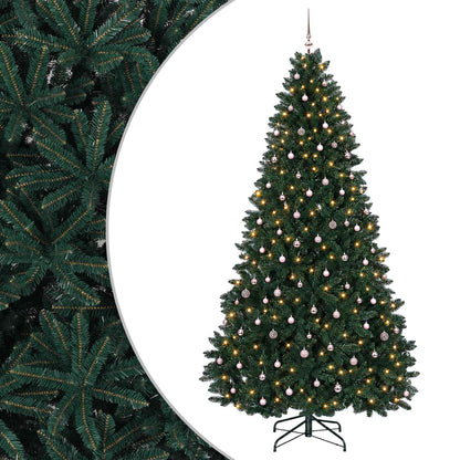 Artificial Christmas Tree with Bauble 270 cm Dark green Ø 128 x 270 cm with 300 LEDs&pink balls