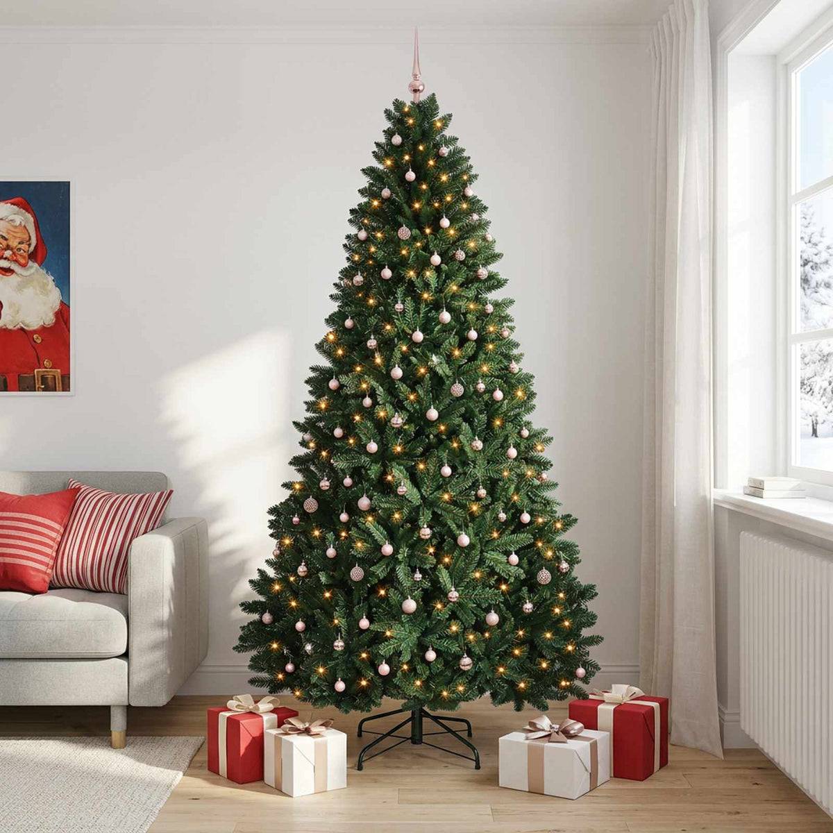 vidaXL Artificial Christmas Tree Dark Green with Bauble 270 cm 3
