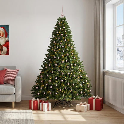 Artificial Christmas Tree with Bauble 120 cm Light green Ø 166 x 270 cm with 300 LEDs&pink balls