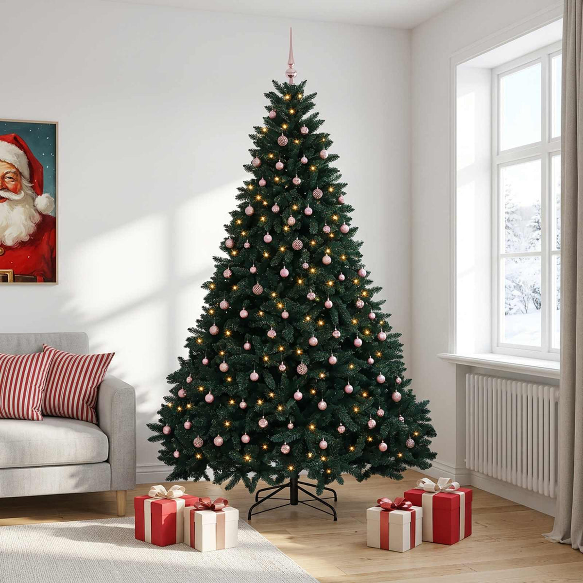 vidaXL Artificial Christmas Tree Dark Green with Bauble 270 cm 3