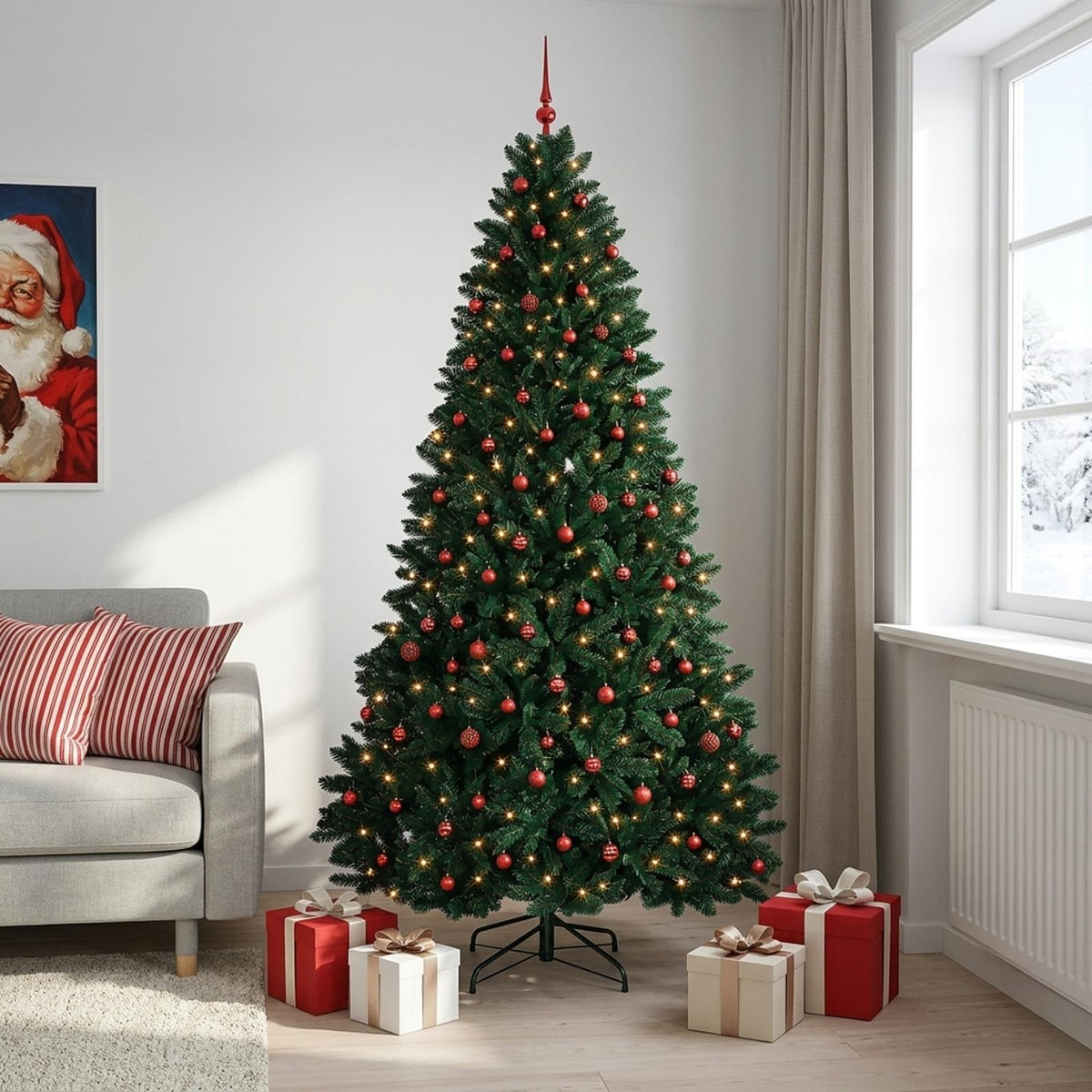 vidaXL Artificial Christmas Tree Dark Green with Bauble 300 cm 1