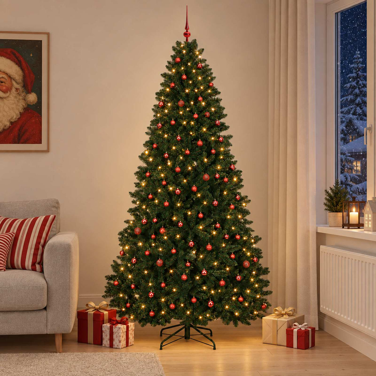 vidaXL Artificial Christmas Tree Dark Green with Bauble 270 cm 3