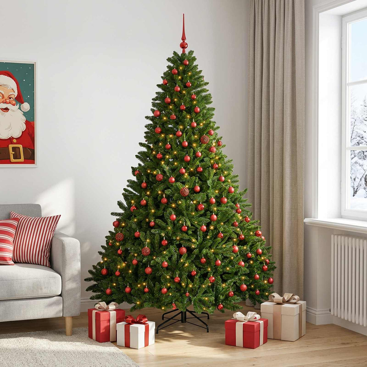 vidaXL Artificial Christmas Tree Light Green with Bauble 270 cm 3