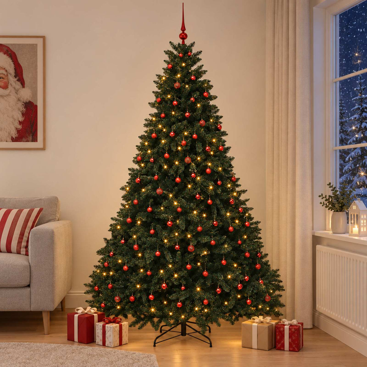 vidaXL Artificial Christmas Tree Dark Green with Bauble 300 cm 1