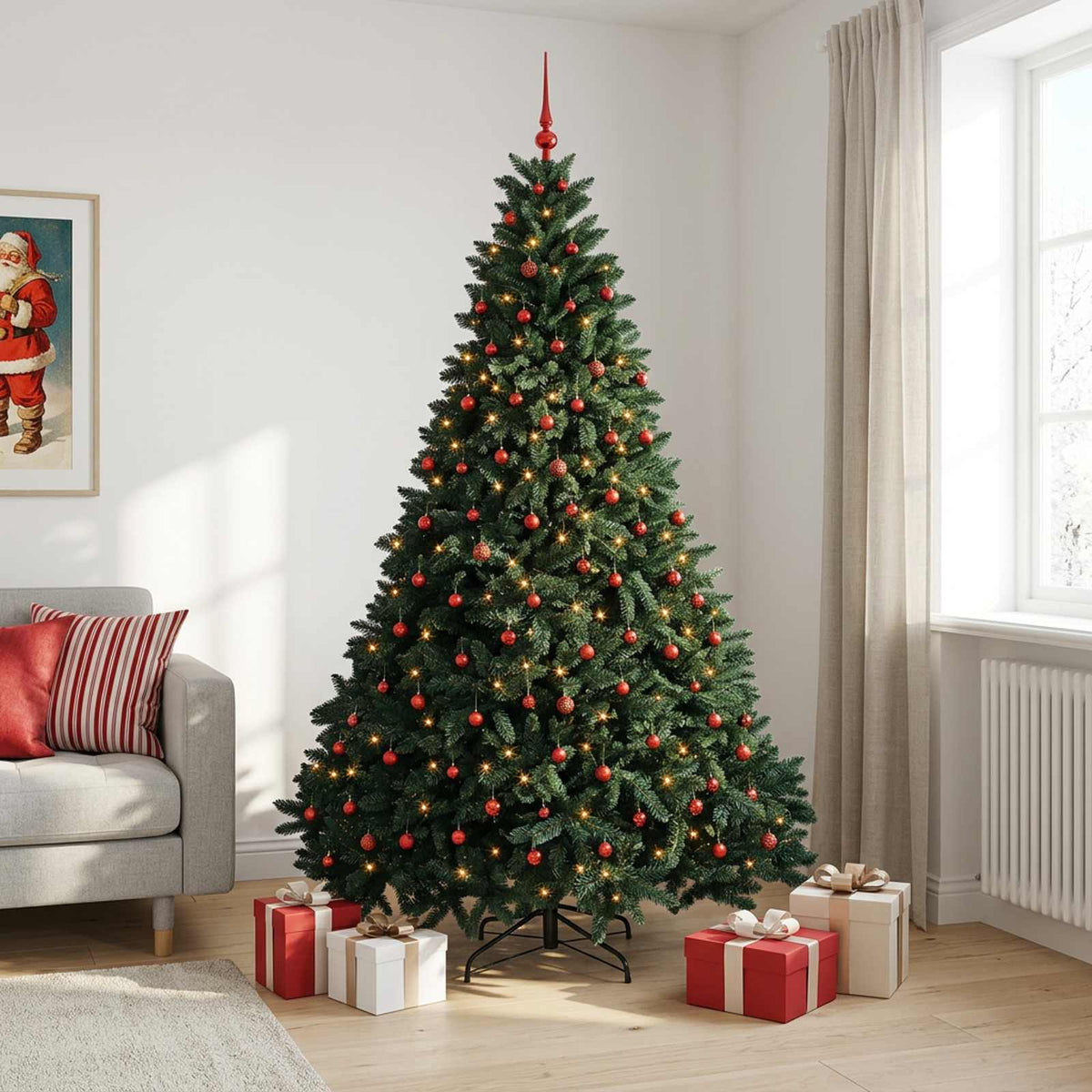 vidaXL Artificial Christmas Tree Dark Green with Bauble 300 cm 3