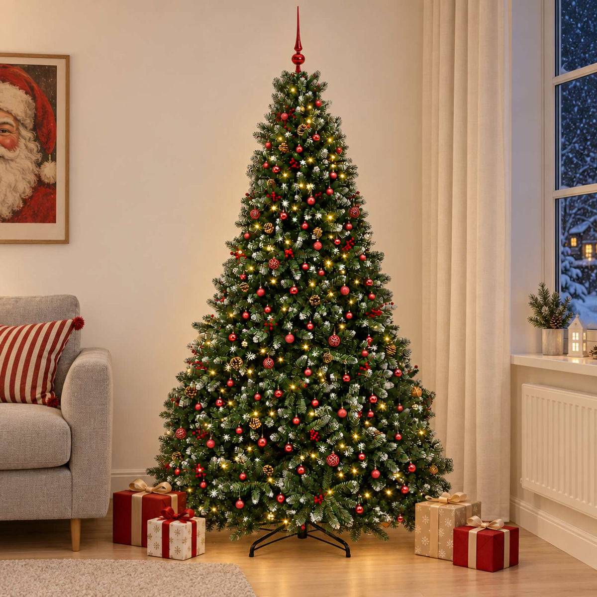 vidaXL Artificial Christmas Tree Green with Bauble 300 cm 600 LEDs 1