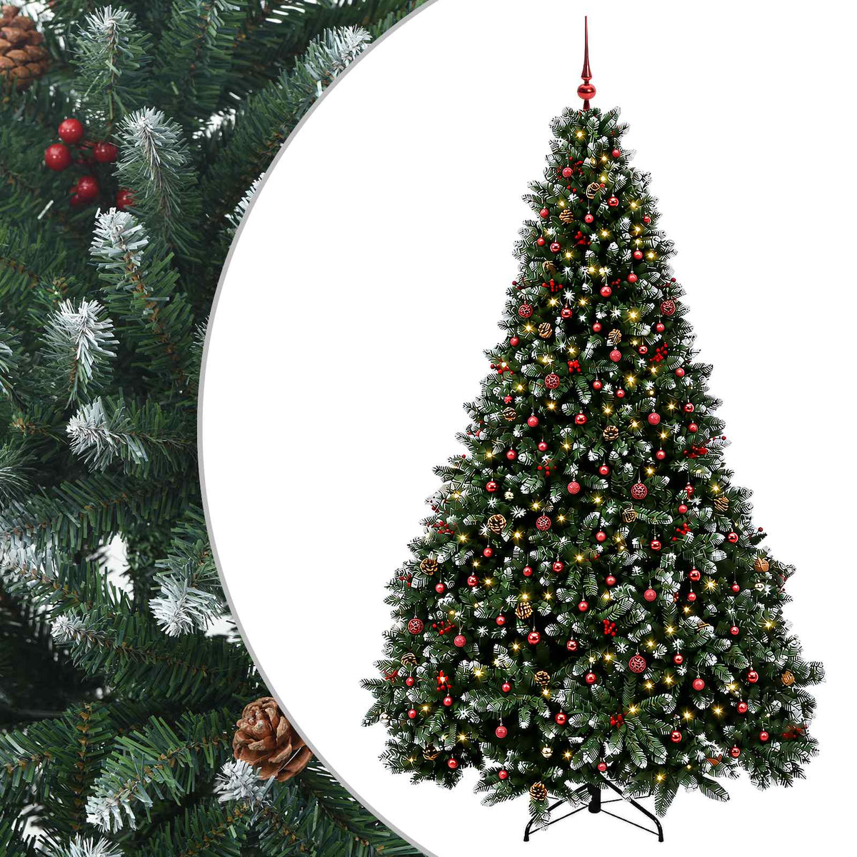 vidaXL Artificial Christmas Tree Green with Bauble 300 cm 600 LEDs 2