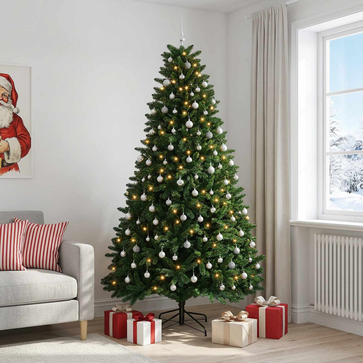vidaXL Artificial Christmas Tree Mid-green with Bauble 300 cm 600 LEDs 3