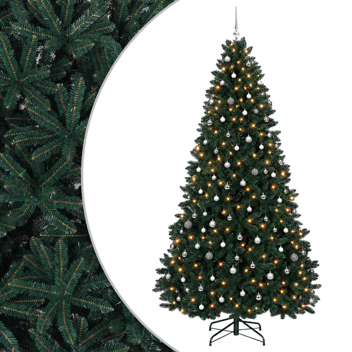 vidaXL Artificial Christmas Tree Dark Green with Bauble 300 cm 2