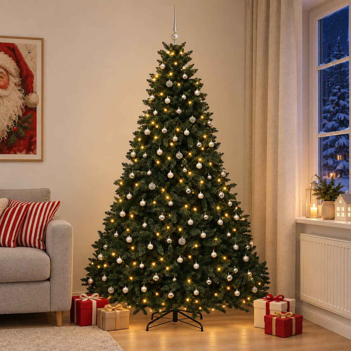 vidaXL Artificial Christmas Tree Dark Green with Bauble 270 cm 1