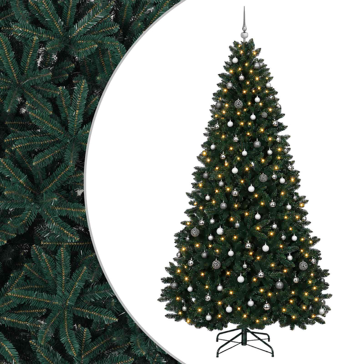 vidaXL Artificial Christmas Tree Dark Green with Bauble 300 cm 2