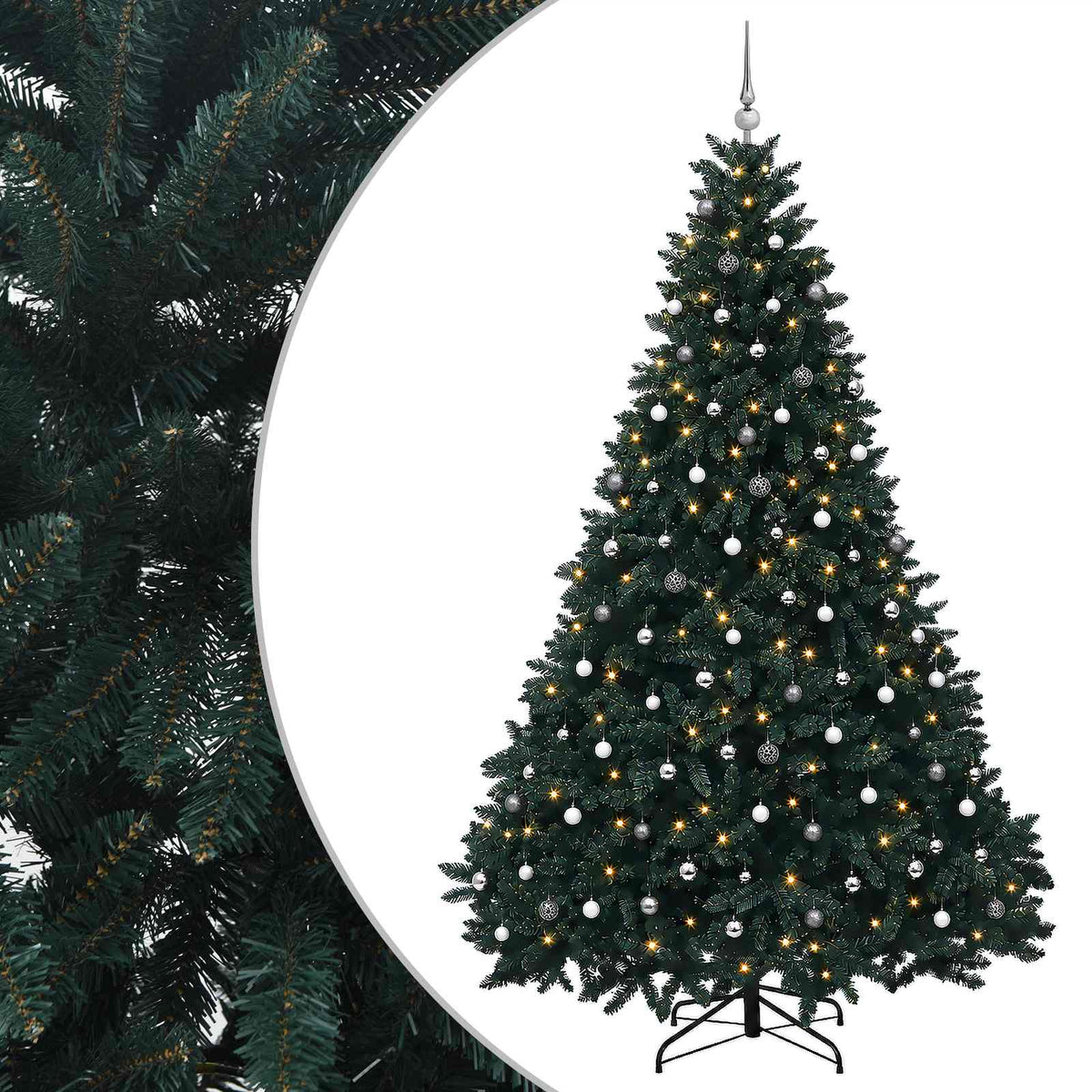 vidaXL Artificial Christmas Tree Dark Green with Bauble 270 cm 2