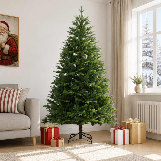 vidaXL Artificial Hinged Christmas Tree 240 cm PVC and Metal Green 1