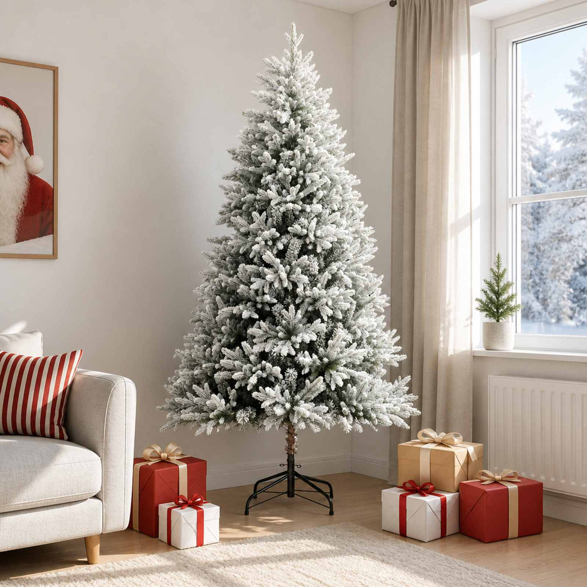 Artificial Christmas Tree with Bauble 150 LEDs Green and white 240 cm without LED